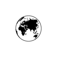 mondo carta geografica su globo silhouette per per icona, simbolo, app, sito web, pittogramma, logo genere, arte illustrazione o grafico design elemento. vettore illustrazione