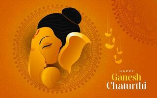 contento ganesh Chaturthi Festival saluto sfondo modello vettore illustrazione