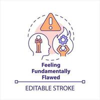 sensazione fondamentalmente imperfetto concetto icona. tossico vergogna. nascosto personale barriera astratto idea magro linea illustrazione. isolato schema disegno. modificabile ictus vettore