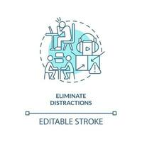 eliminare distrazioni turchese concetto icona. opportunità per comunicazione astratto idea magro linea illustrazione. isolato schema disegno. modificabile ictus vettore