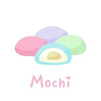 mochi, giapponese riso dolcezza. illustrazione per stampa, sfondi, coperture e confezione. Immagine può essere Usato per saluto carte, manifesti, adesivi e tessile. isolato su bianca sfondo. vettore