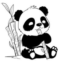 carino bambino panda schema pagina di colorazione libro per bambini nero e bianca mano dipinto animale schizzi nel un' semplice stile per maglietta Stampa, etichetta, toppa o etichetta vettore illustrazione