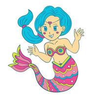 carino colorato sirena ragazza vettore