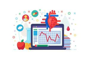 cuore organo medico cardio ricerca piatto concetto vettore