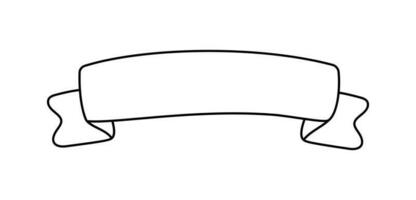 nero monoline nastro. linea bandiera icona, ragnatela design elemento. mano disegnato vettore illustrazione. posto per il tuo testo per attività commerciale, saluto carta e vacanze copia spazio