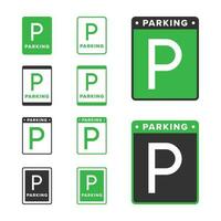 parcheggio icona vettore verde colore