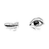 mano disegnato schizzo femmina occhi vettore