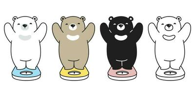 orso vettore polare orso icona pesatura bilancia personaggio cartone animato logo illustrazione orsacchiotto scarabocchio