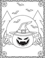 Halloween colorazione pagine, Halloween colorazione pagine per bambini, Halloween illustrazione, Halloween vettore, nero e bianca vettore