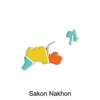 carta geografica di sakon nakhon vettore design modello, nazionale frontiere e importante città illustrazione