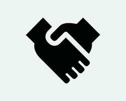 stretta di mano mano shake accordo associazione attività commerciale affare contrarre incontro saluto nero e bianca icona cartello simbolo vettore opera d'arte clipart illustrazione