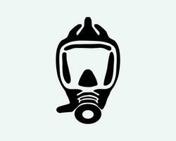 Hazmat respirazione respiratore pieno viso maschera ventilatore nero bianca silhouette cartello simbolo icona grafico clipart opera d'arte illustrazione pittogramma vettore