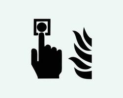 fuoco allarme pulsante stampa emergenza salvare chiamata Aiuto nero bianca silhouette cartello simbolo icona clipart grafico opera d'arte pittogramma illustrazione vettore