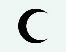 mezzaluna simbolo lunare Luna forma Islam islamico musulmano emblema primo aiuto nero e bianca cartello icona vettore grafico clipart illustrazione opera d'arte pittogramma