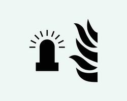 fuoco allarme veloce lampeggiante emergenza leggero mettere in guardia avvertimento nero bianca silhouette cartello simbolo icona clipart grafico opera d'arte pittogramma illustrazione vettore