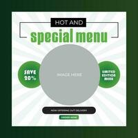 disegno del modello di banner di concetto di menu speciale. poster di layout di promozione astratta di sconto. vettore