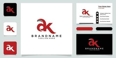 ak o ka iniziali monogramma lettera testo alfabeto logo design premio vettore