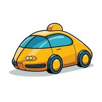 vettore di un' giallo giocattolo auto con un' blu tetto su un' piatto superficie