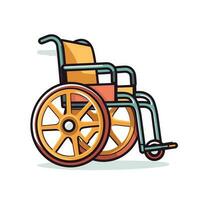 vettore di un' bianca sedia a rotelle con ruote su un' piatto sfondo