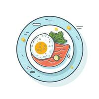vettore di un' piatto di cibo con un' soleggiato lato su uovo su superiore