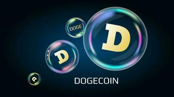 dogecoin doge gettone simbolo nel sapone bolla. il finanziario piramide volontà scoppiare presto e distrutto. vettore illustrazione.