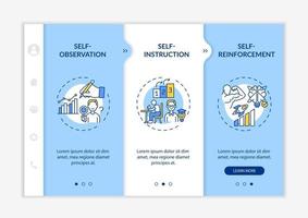 suggerimenti sulle strategie di autocontrollo modello vettoriale di onboarding. sito mobile reattivo con icone. procedura dettagliata della pagina web 3 schermate di passaggio. concetto di colore per la gestione dello stress con illustrazioni lineari