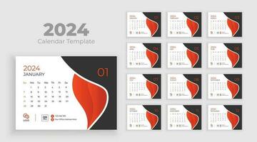 calendario 2024 progettista aziendale modello design impostare. minimalista scrivania calendario 2024 modello, pianificatore, attività commerciale modello vettore. settimana inizio su Domenica vettore