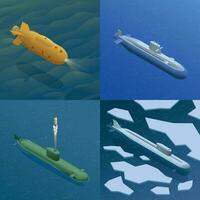 isometrico polare sottomarini composizioni vettore