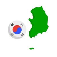 il giro coreano bandiera e coreano carta geografica. vettore. vettore
