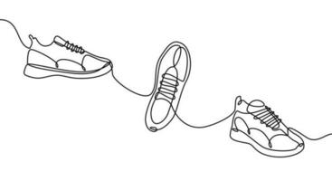 scarpe da ginnastica continuo linea disegno. sport scarpe. vettore linea illustrazione
