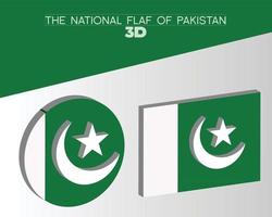 pakistan felice festa dell'indipendenza 3d bandiere vettore