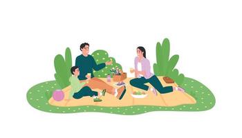 famiglia caucasica sul banner web di vettore 2d picnic