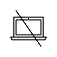 il computer portatile non permesso, no computer, il computer portatile divieto icona nel linea stile design isolato su bianca sfondo. modificabile ictus. vettore