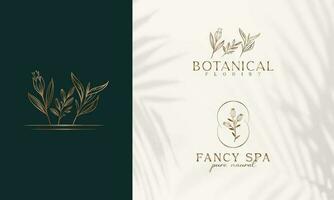 floreale elemento mano disegnato botanico logo con selvaggio fiore vettore