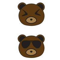 vettore illustrazione design di Due orso teste indossare bicchieri e sorridente. adatto per loghi, icone, mascotte, manifesti, annunci, maglietta disegni, adesivi, siti web, concetti, promozioni.