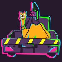 vettore di un cammello in un'auto da rimorchio. illustrazione di un animale al neon all'interno di un rimorchio