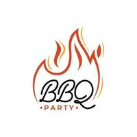 manoscritto bbq festa logo modello con fuoco. barbecue festa logo. vettore illustrazione