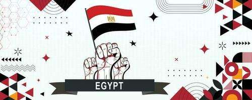 Egitto bandiera indipendenza giorno geometrico nazione ragnatela striscione. aziendale astratto sfondo design con bandiera tema. nazione vettore illustrazione