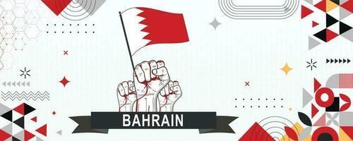 bahrain bandiera indipendenza giorno geometrico nazione ragnatela striscione. aziendale astratto sfondo design con bandiera tema. nazione vettore illustrazione