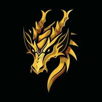 oro Drago testa portafortuna logo per sport. oro Drago maglietta design. oro Drago logo. oro Drago etichetta vettore