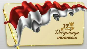 Indonesia indipendenza giorno con realistico rosso e bianca bandiera illustrazione vettore