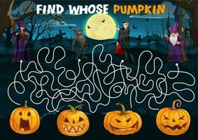 Halloween labirinto labirinto Aiuto cartone animato personaggi vettore