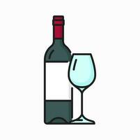 bevanda di vino e bicchiere isolato colore linea icona vettore