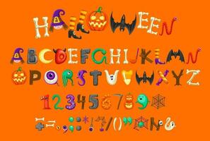 cartone animato Halloween font genere o carattere tipografico alfabeto vettore