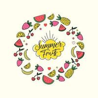 mano disegnato estate frutta illustrazione collezione anguria ananas Banana fragola e Limone vettore