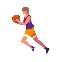 donna che gioca a basket vettore