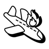 un' lineare design icona di aereo schianto vettore
