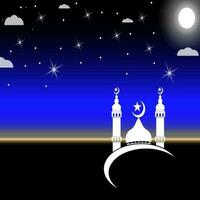 Ramadan sfondo, Ramadan saluto carta, Ramadan bandiera modello, Ramadan sfondo di moschea e notte cielo. islamico sfondo vettore