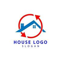 logo immobiliare, logo del costruttore, illustrazione vettoriale del modello di progettazione del logo della costruzione del tetto
