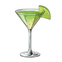 kamikaze cocktail, mano disegnato alcool bevanda con lime fetta. vettore illustrazione su bianca sfondo